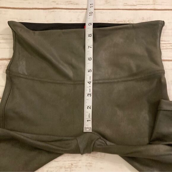 SPANX Faux Leather Leggings in Olive Green Medium - Picture 6 of 8